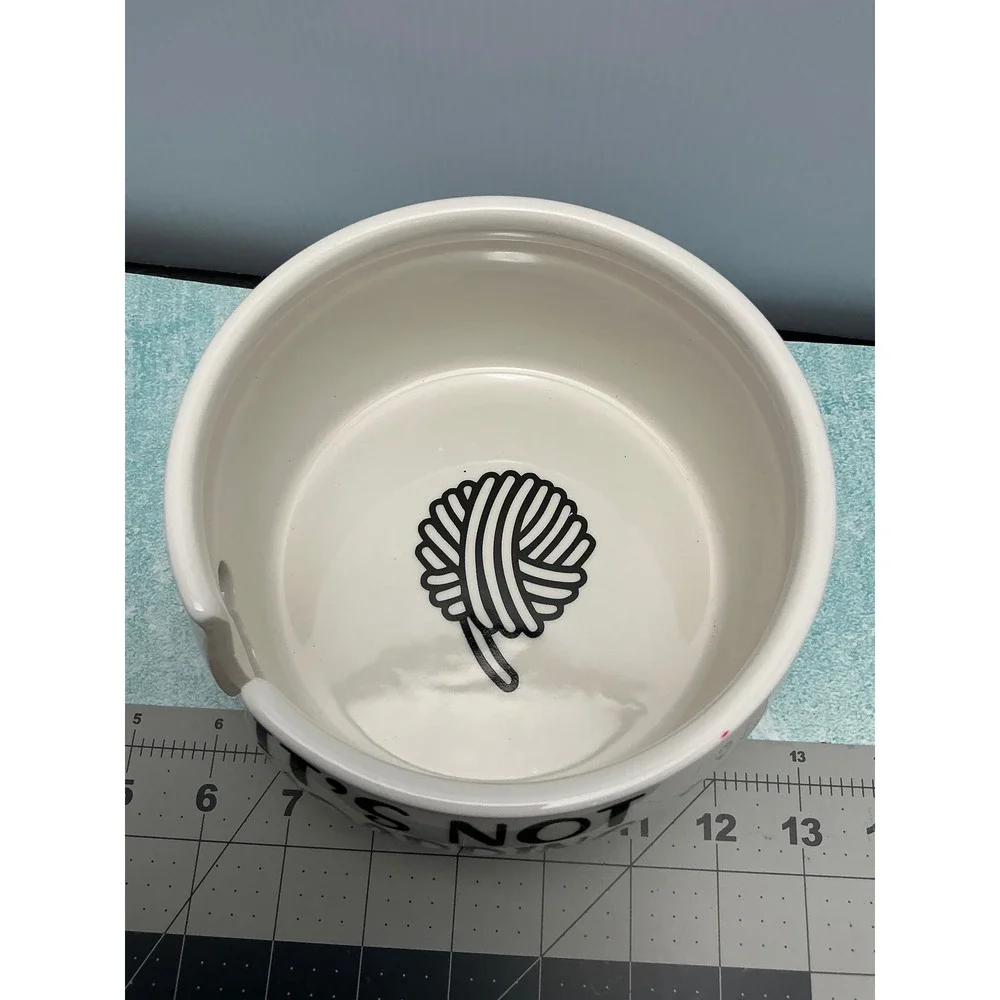 Lenny Mud Its Not Hoarding If Its Yarn Ceramic Yarn Bowl White Black USA Made